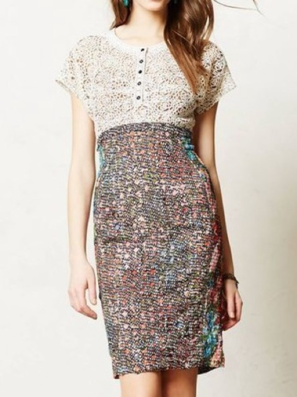 Anthropologie Byron Lars Size 2 Study Floral Lace Cap Sleeve Pencil Dress